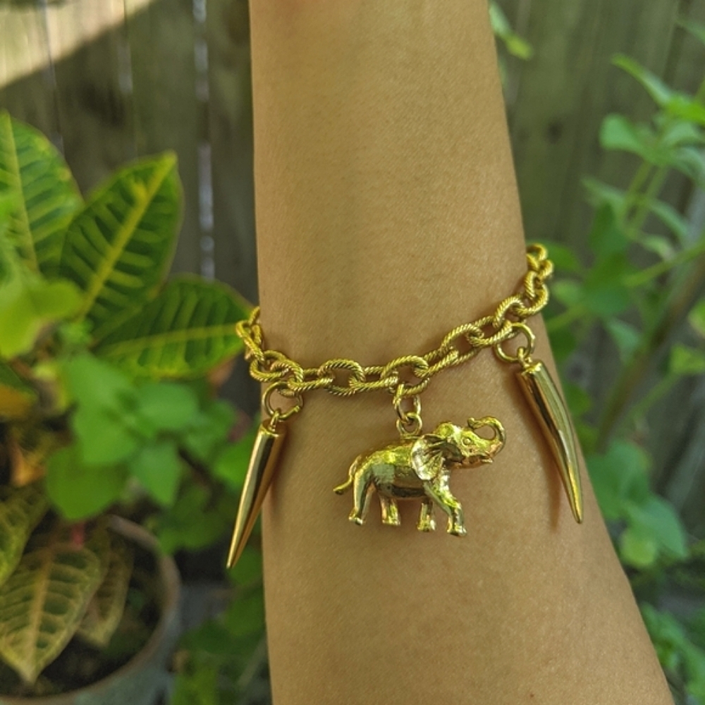 Vtg Elephant & Tusk Bracelet